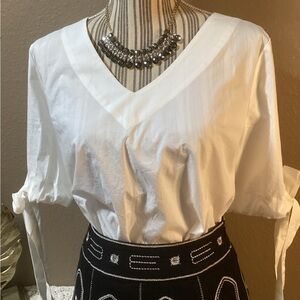 Who What Wear White Oversized Top w/ Tie and the sleeves.